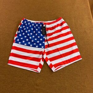 SILKWORLD Mens XXL Red White Blue USA Flag Stars Stripes Swim Trunks New